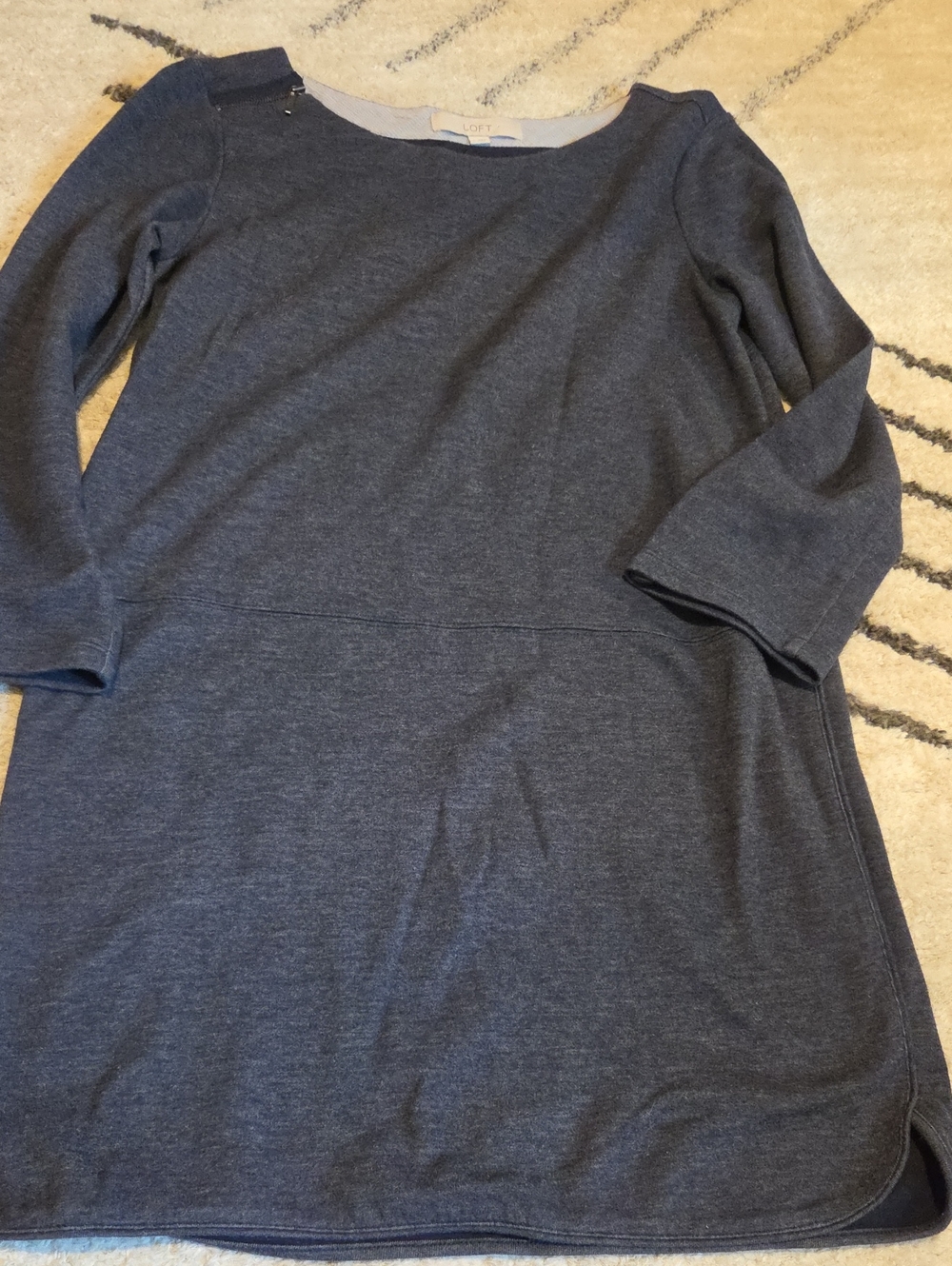 LOFT Navy Heather Long Sleeve Scoop Neck Tunic